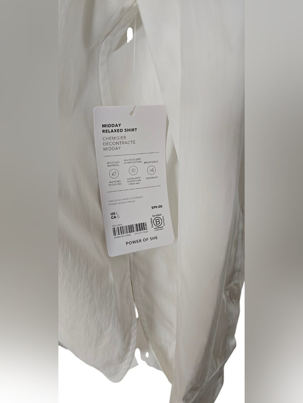 *NWT* Athleta Women's Midday Relaxed Poplin Shirt, Bright White - sz L - Picture 7 of 14